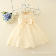 children lace top bow dress clothes with beads and bows O-neck 4 colours clothing for formal occasion party dress